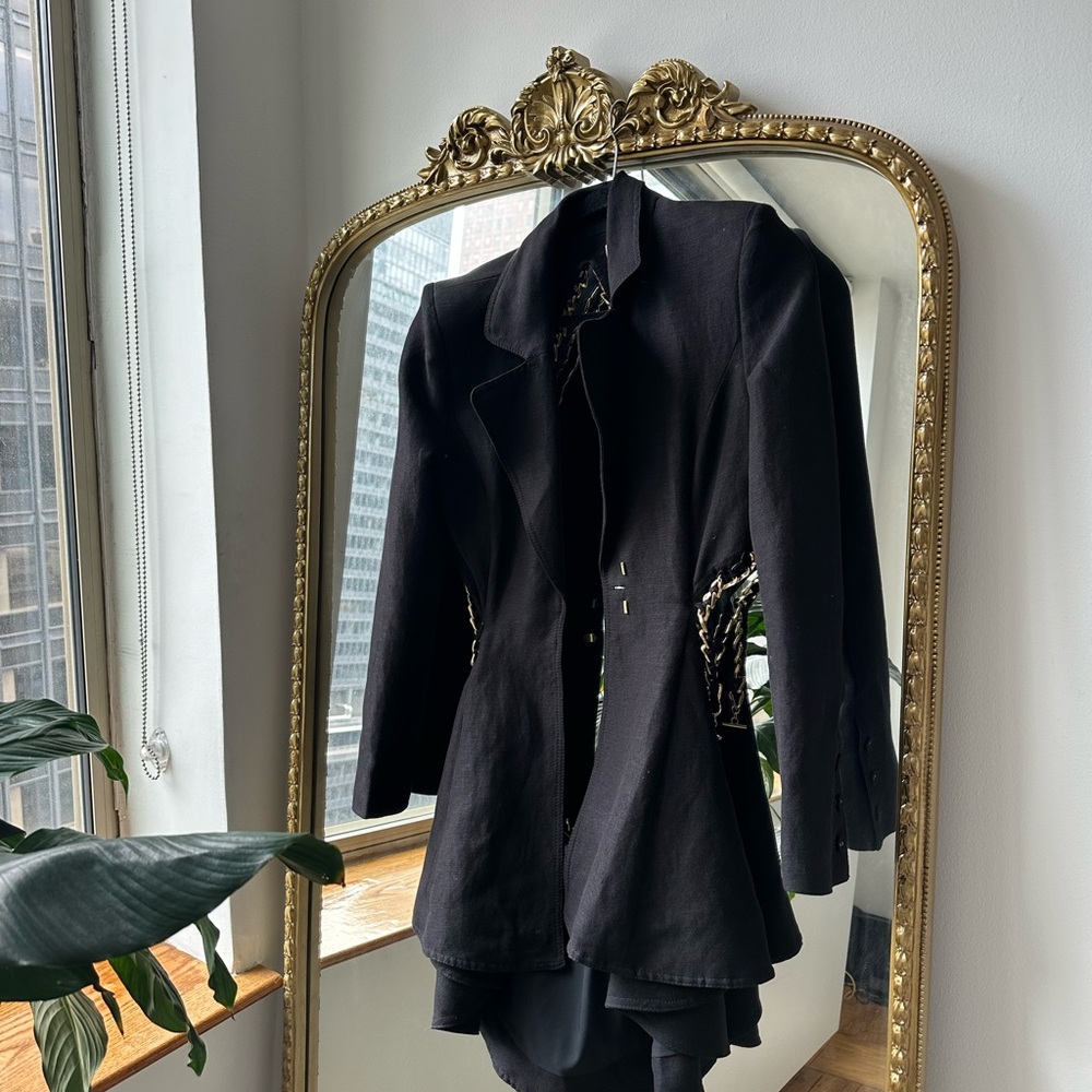 AJE Opal backless chain-link jacket Dress $725 Small USA 4
